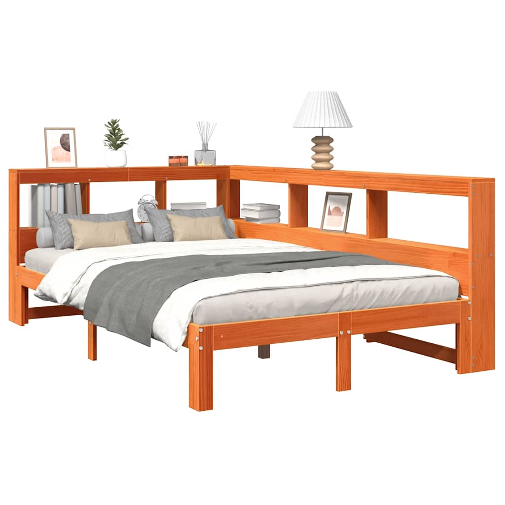 Bookcase Bed without Mattress Wax Brown 120x190 cm Solid Wood Pine