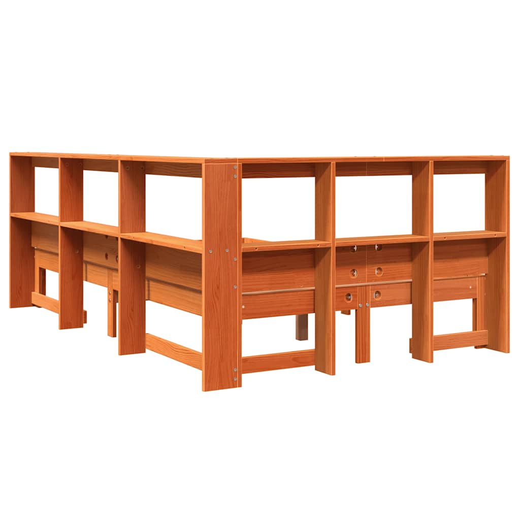 Bookcase Bed without Mattress Wax Brown 120x190 cm Solid Wood Pine