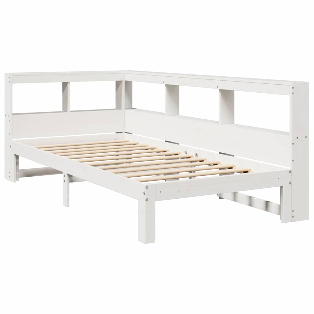 Bookcase Bed without Mattress White 75x190 cm Small Single Solid Wood Pine