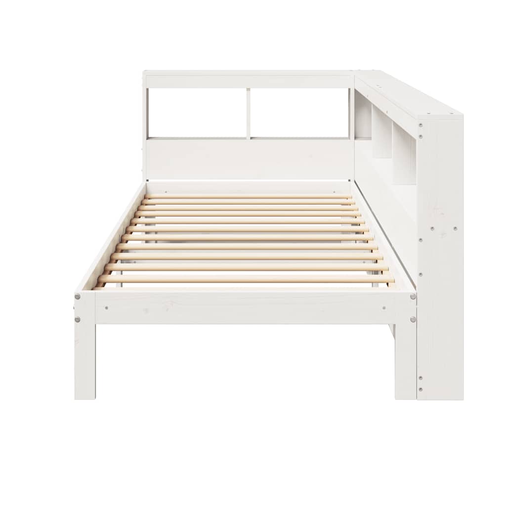 Bookcase Bed without Mattress White 75x190 cm Small Single Solid Wood Pine