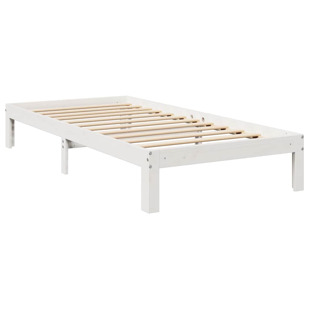 Bookcase Bed without Mattress White 75x190 cm Small Single Solid Wood Pine