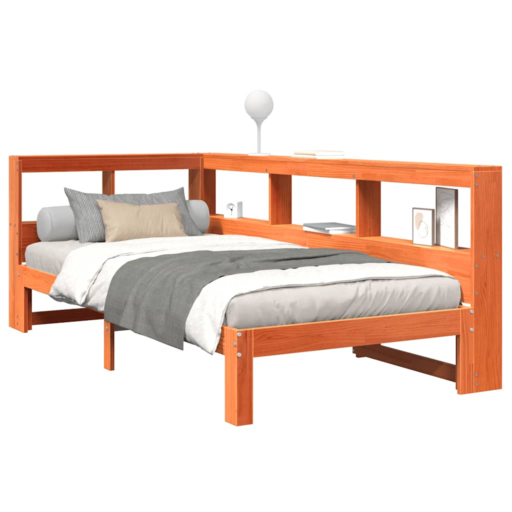 Bookcase Bed without Mattress Wax Brown 75x190 cm Solid Wood Pine