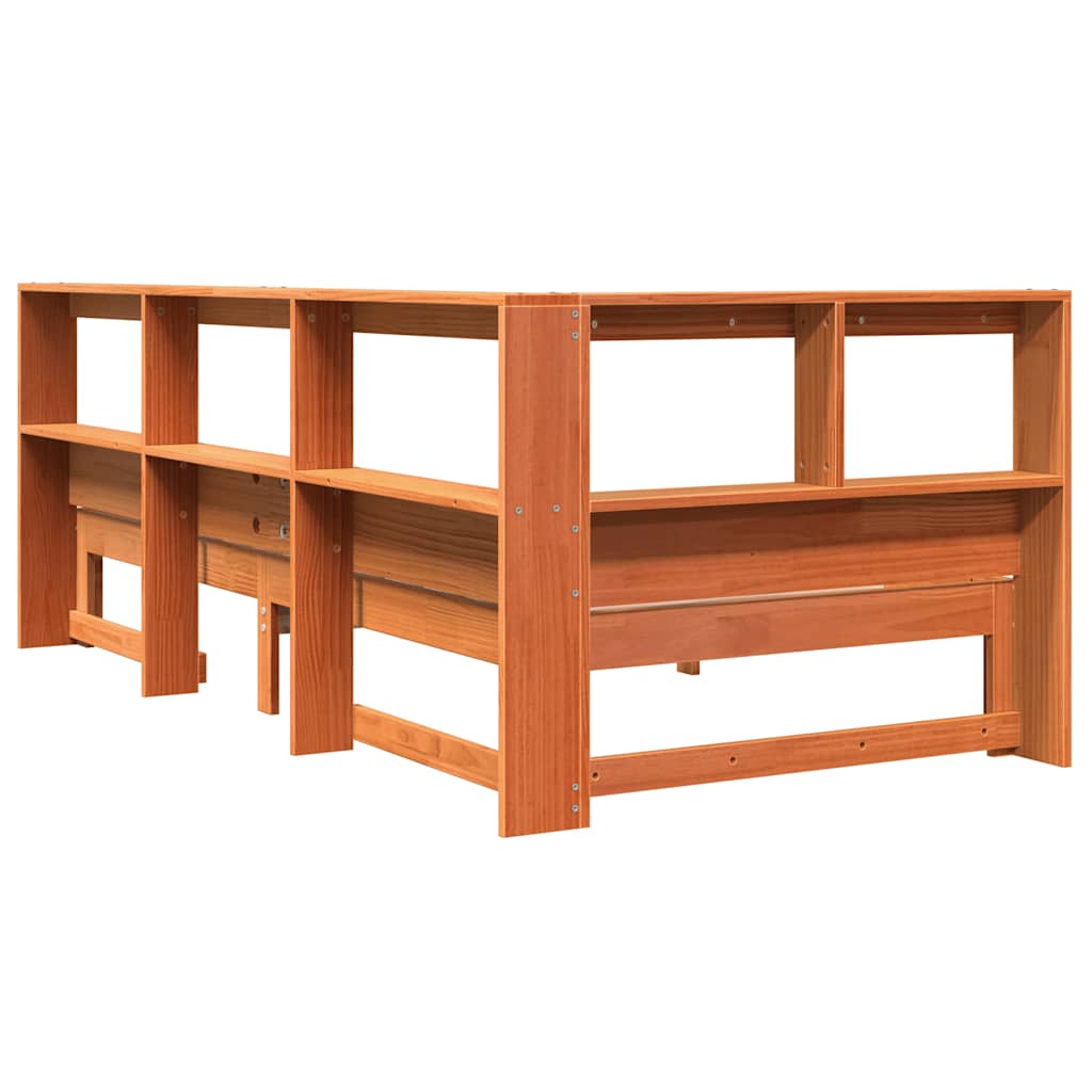 Bookcase Bed without Mattress Wax Brown 75x190 cm Solid Wood Pine