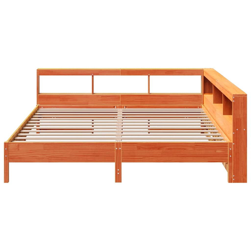Bookcase Bed without Mattress Wax Brown 200x200 cm Solid Wood Pine