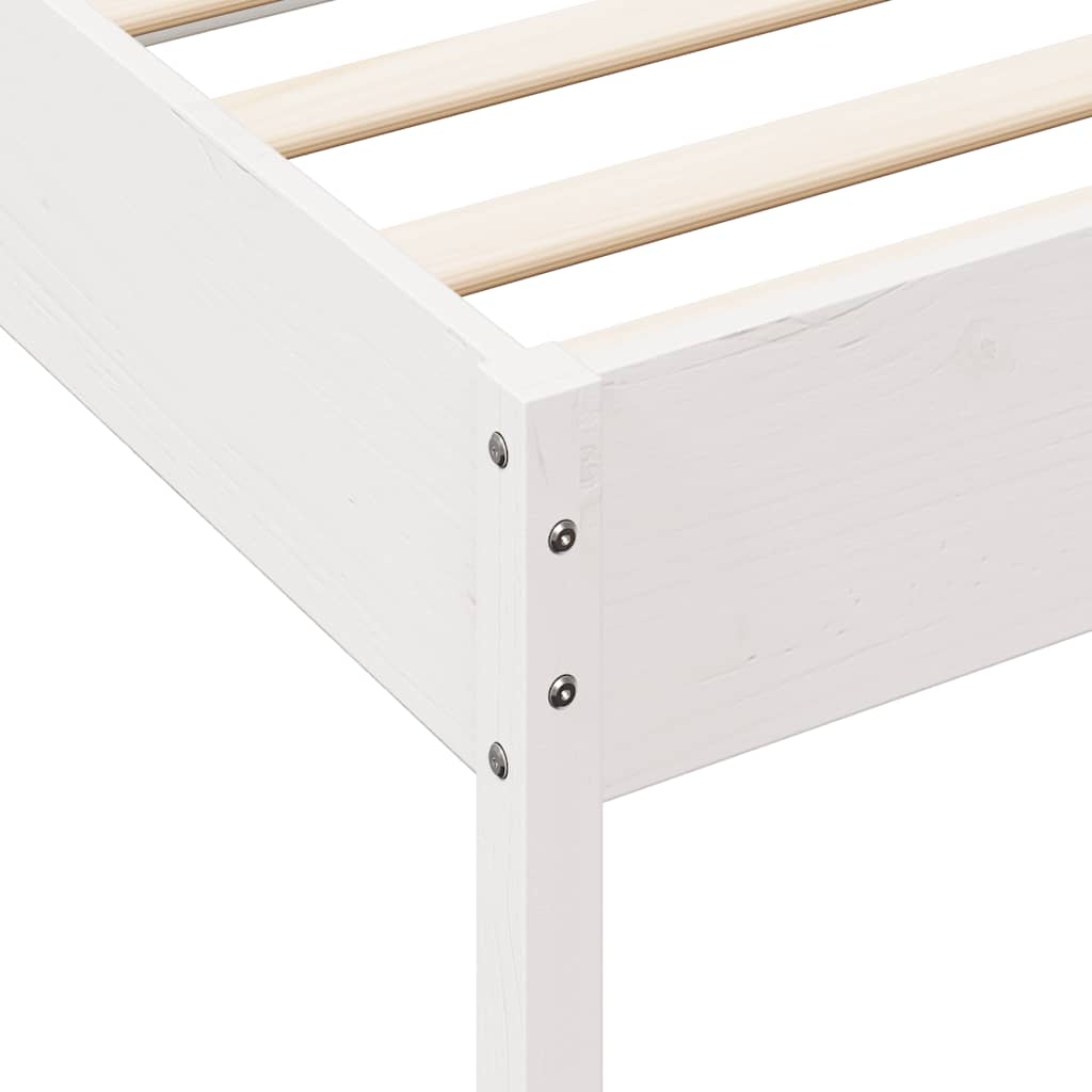 Bookcase Bed without Mattress White 150x200 cm King Size Solid Wood Pine