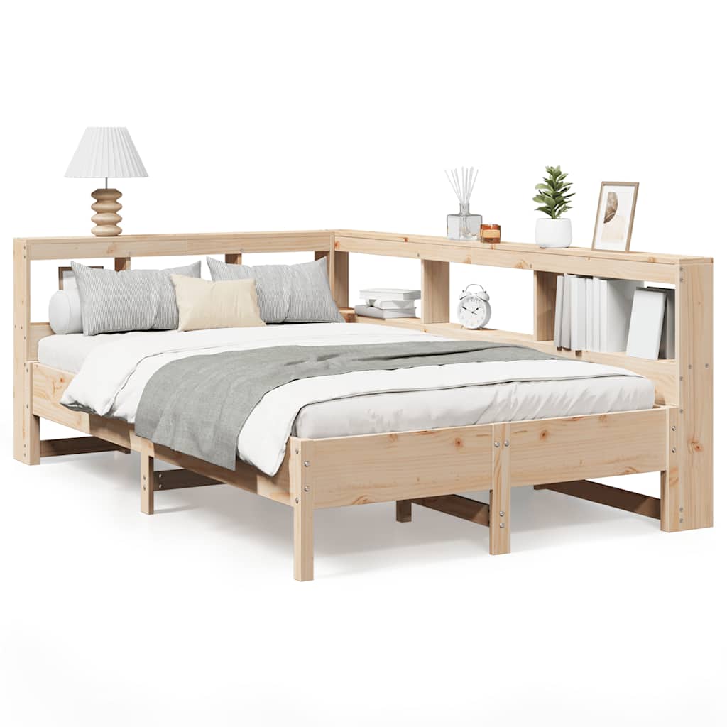 Bookcase Bed without Mattress 140x200 cm Solid Wood Pine