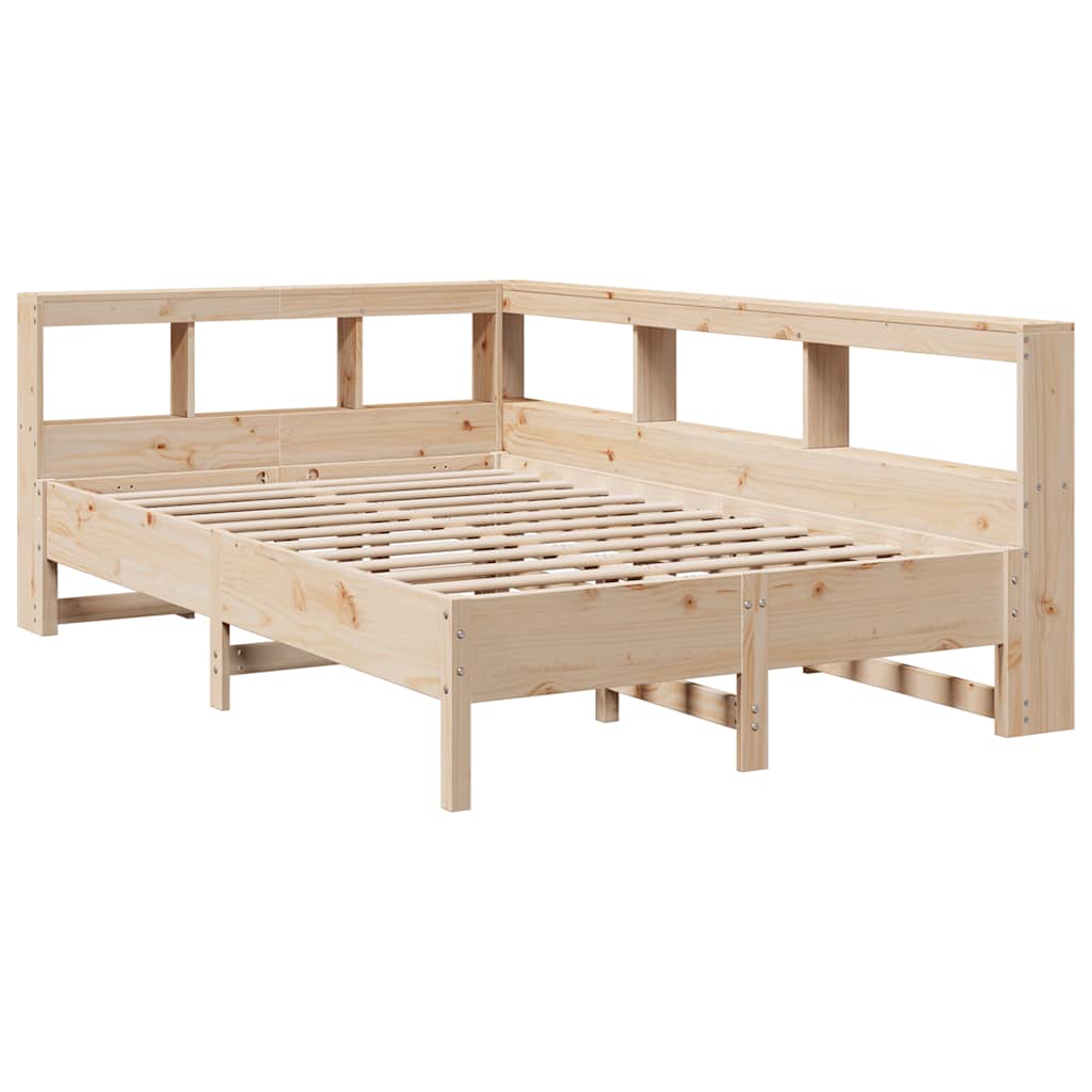 Bookcase Bed without Mattress 140x200 cm Solid Wood Pine
