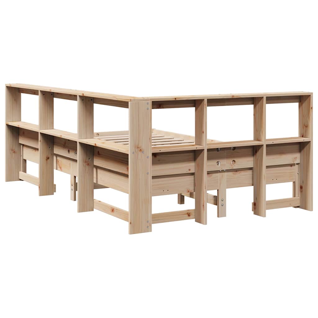 Bookcase Bed without Mattress 140x200 cm Solid Wood Pine