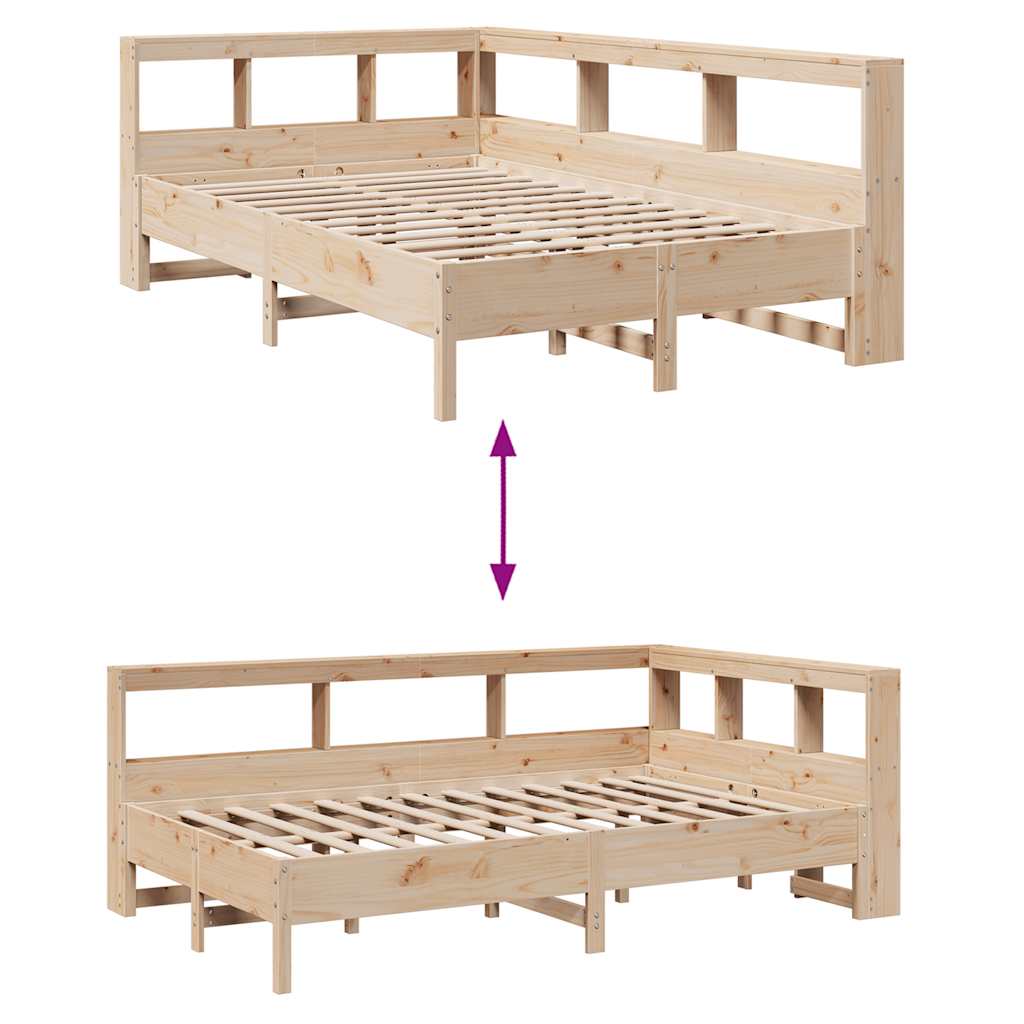 Bookcase Bed without Mattress 140x200 cm Solid Wood Pine