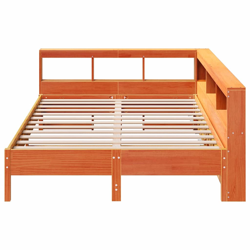 Bookcase Bed without Mattress Wax Brown 140x200 cm Solid Wood Pine