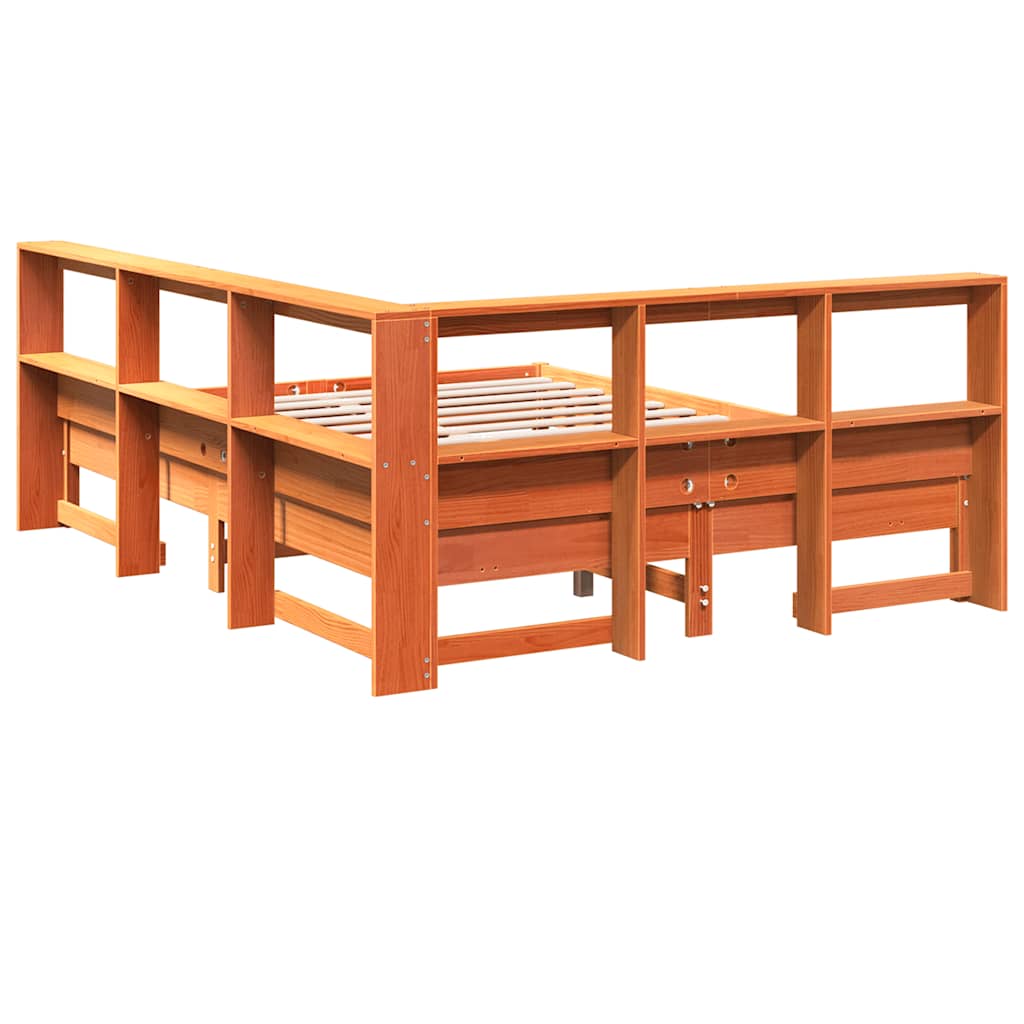 Bookcase Bed without Mattress Wax Brown 140x200 cm Solid Wood Pine