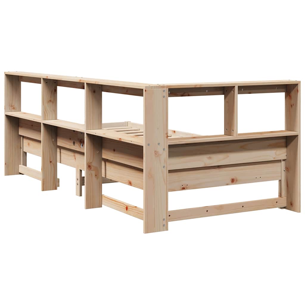 Bookcase Bed without Mattress 90x200 cm Solid Wood Pine