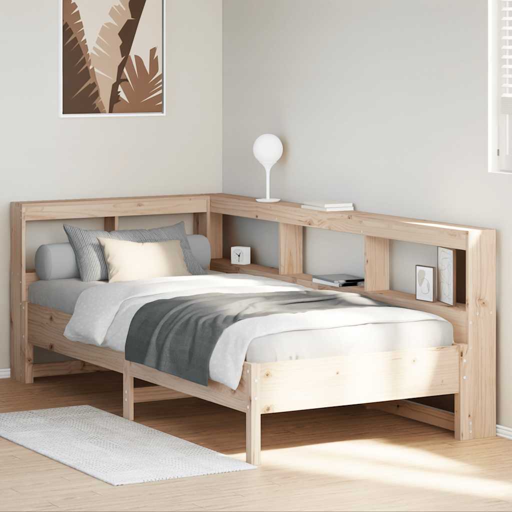 Bookcase Bed without Mattress 90x200 cm Solid Wood Pine