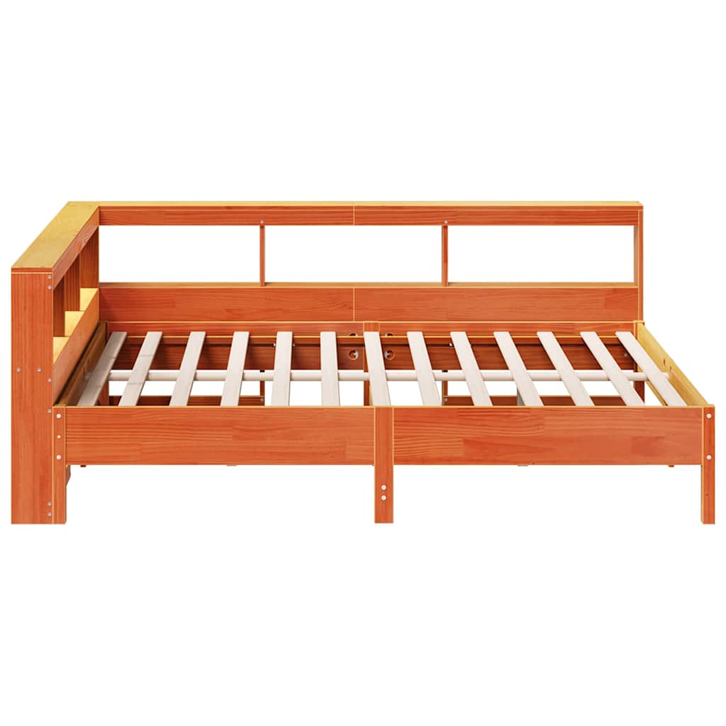 Bookcase Bed without Mattress Wax Brown 140x190 cm Solid Wood Pine