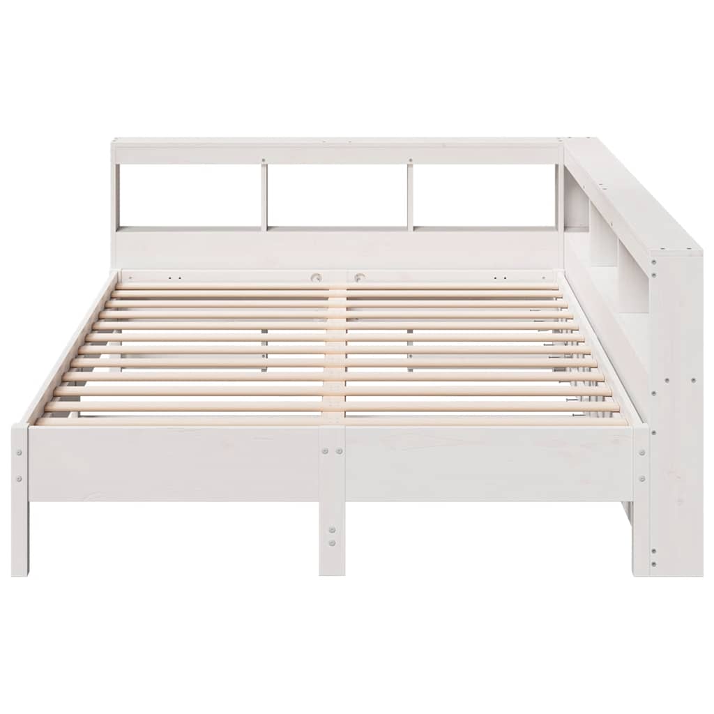 Bookcase Bed without Mattress White 135x190 cm Solid Wood Pine