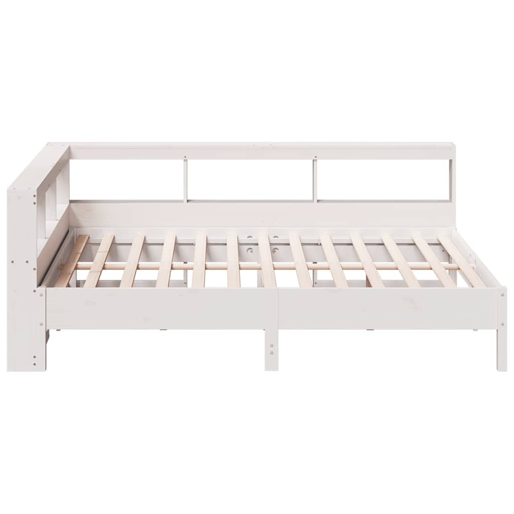 Bookcase Bed without Mattress White 135x190 cm Solid Wood Pine
