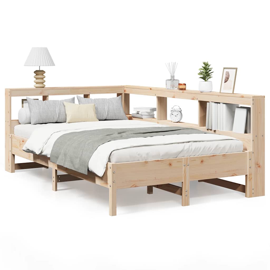 Bookcase Bed without Mattress 120x190 cm Solid Wood Pine