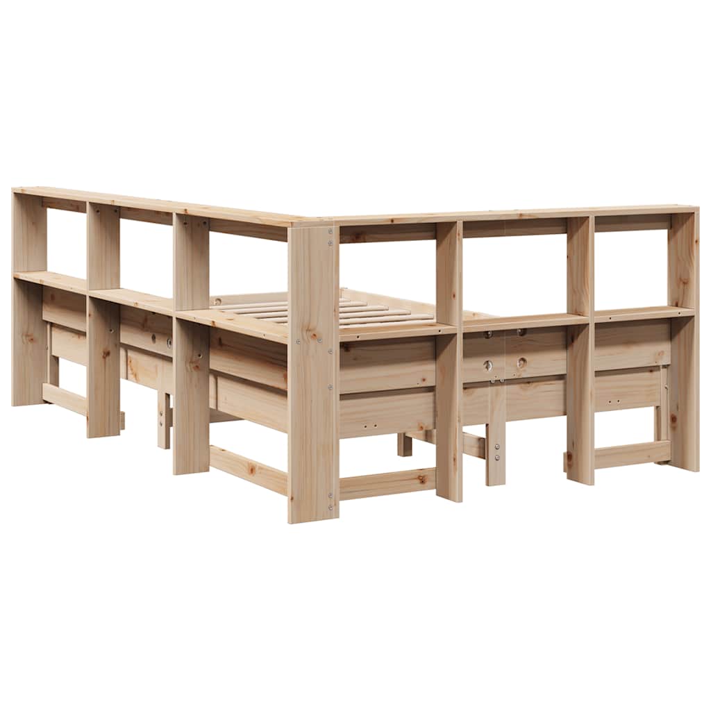 Bookcase Bed without Mattress 120x190 cm Solid Wood Pine