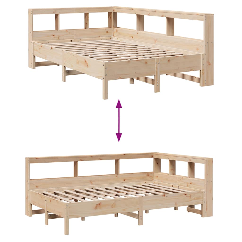 Bookcase Bed without Mattress 120x190 cm Solid Wood Pine