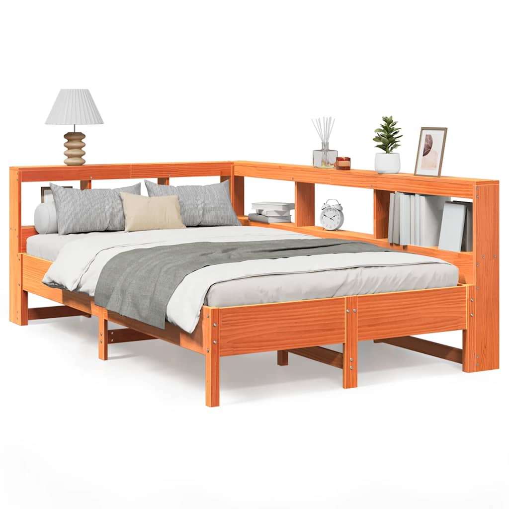 Bookcase Bed without Mattress Wax Brown 120x190 cm Solid Wood Pine