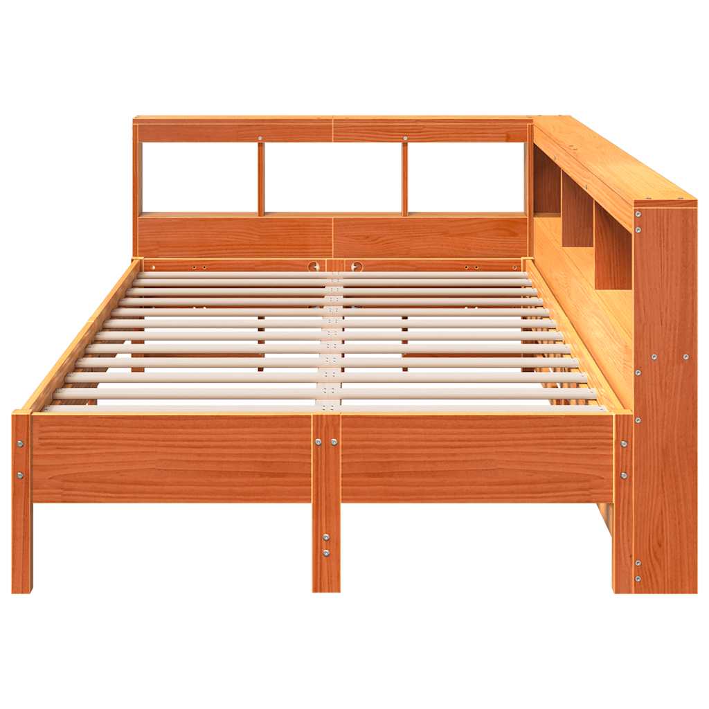 Bookcase Bed without Mattress Wax Brown 120x190 cm Solid Wood Pine