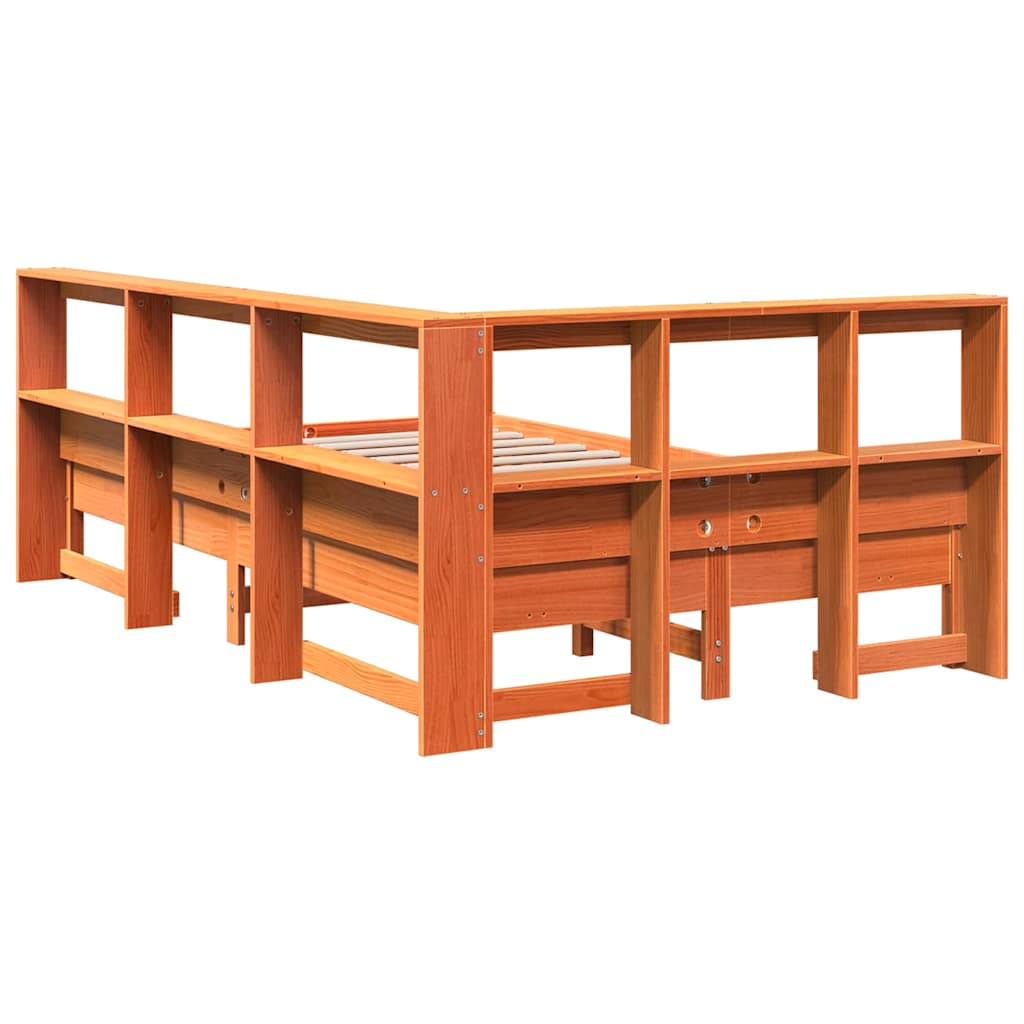 Bookcase Bed without Mattress Wax Brown 120x190 cm Solid Wood Pine
