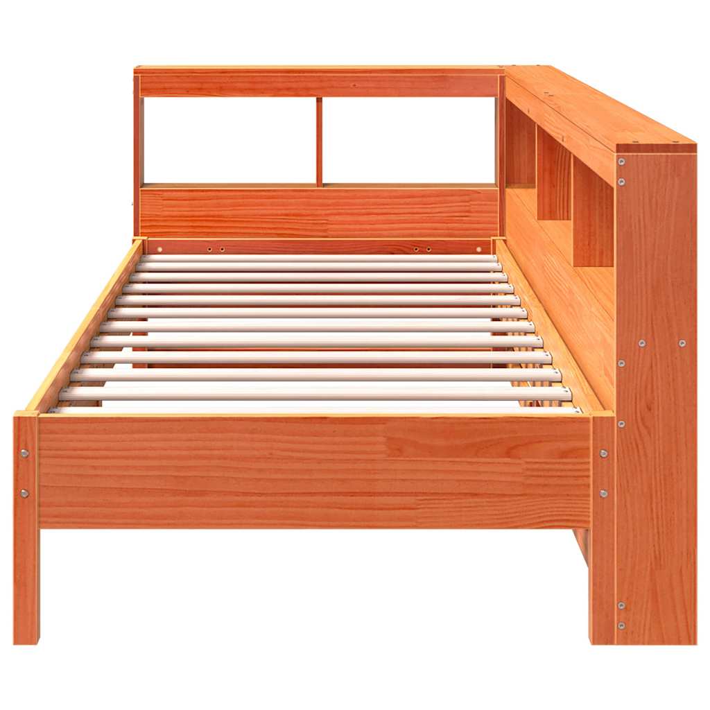 Bookcase Bed without Mattress Wax Brown 90x190 cm Solid Wood Pine