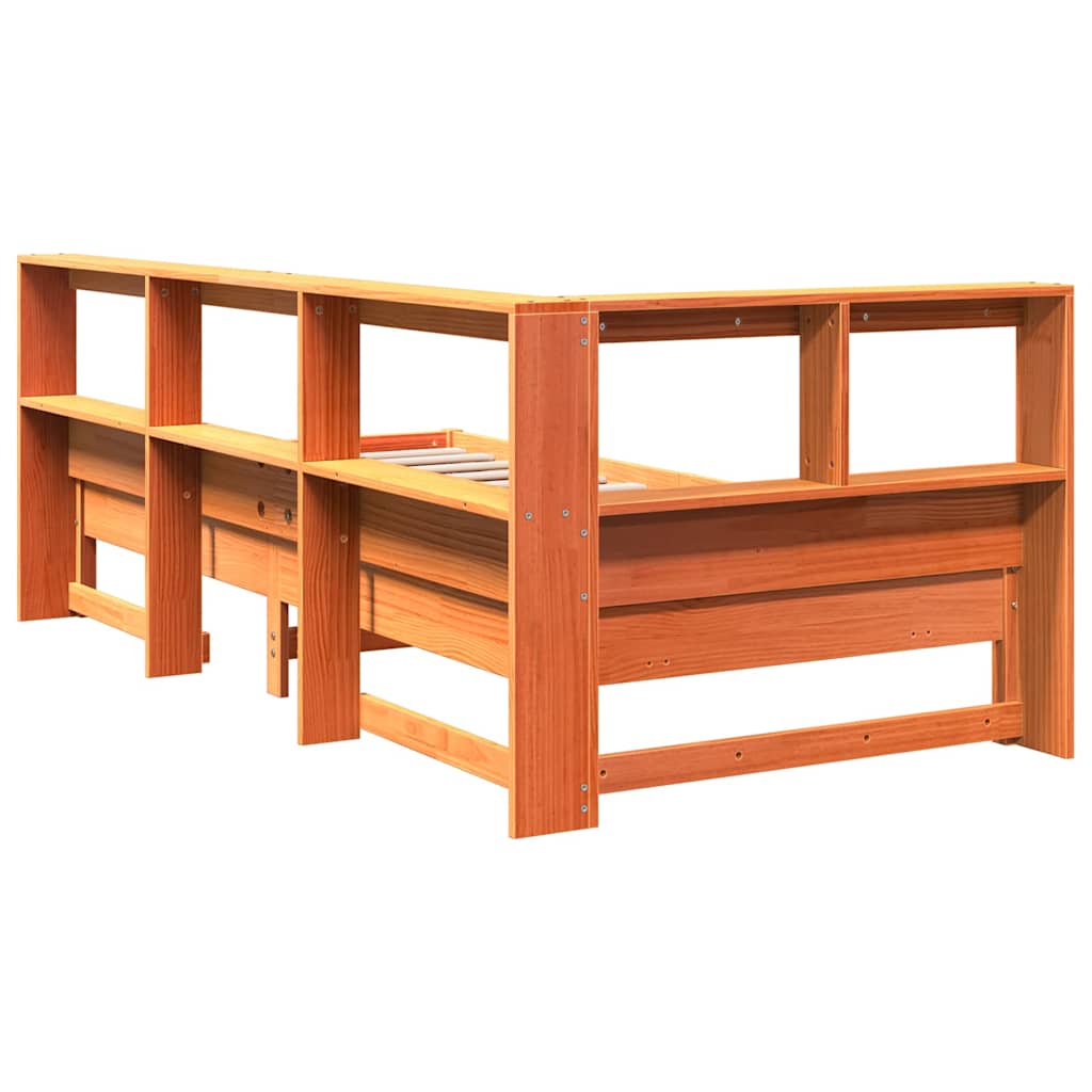 Bookcase Bed without Mattress Wax Brown 90x190 cm Solid Wood Pine