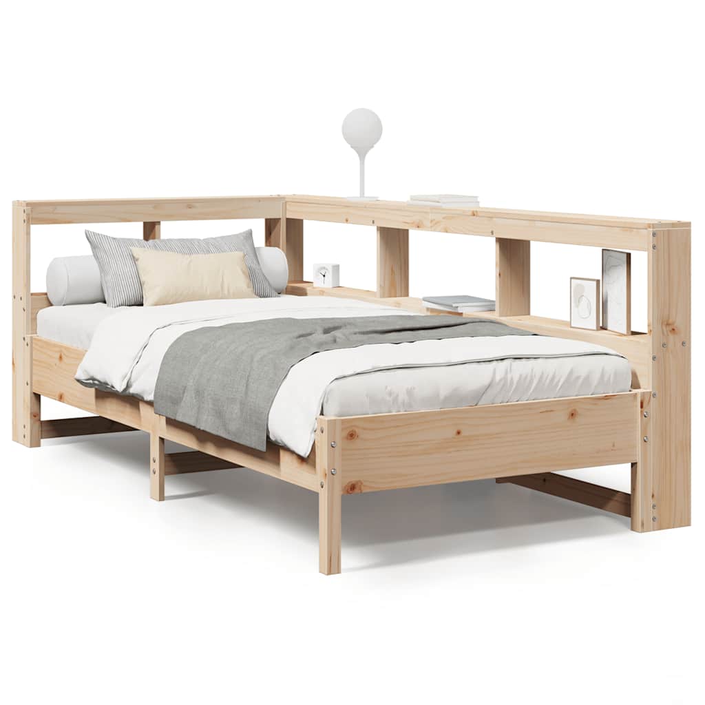 Bookcase Bed without Mattress 75x190 cm Solid Wood Pine