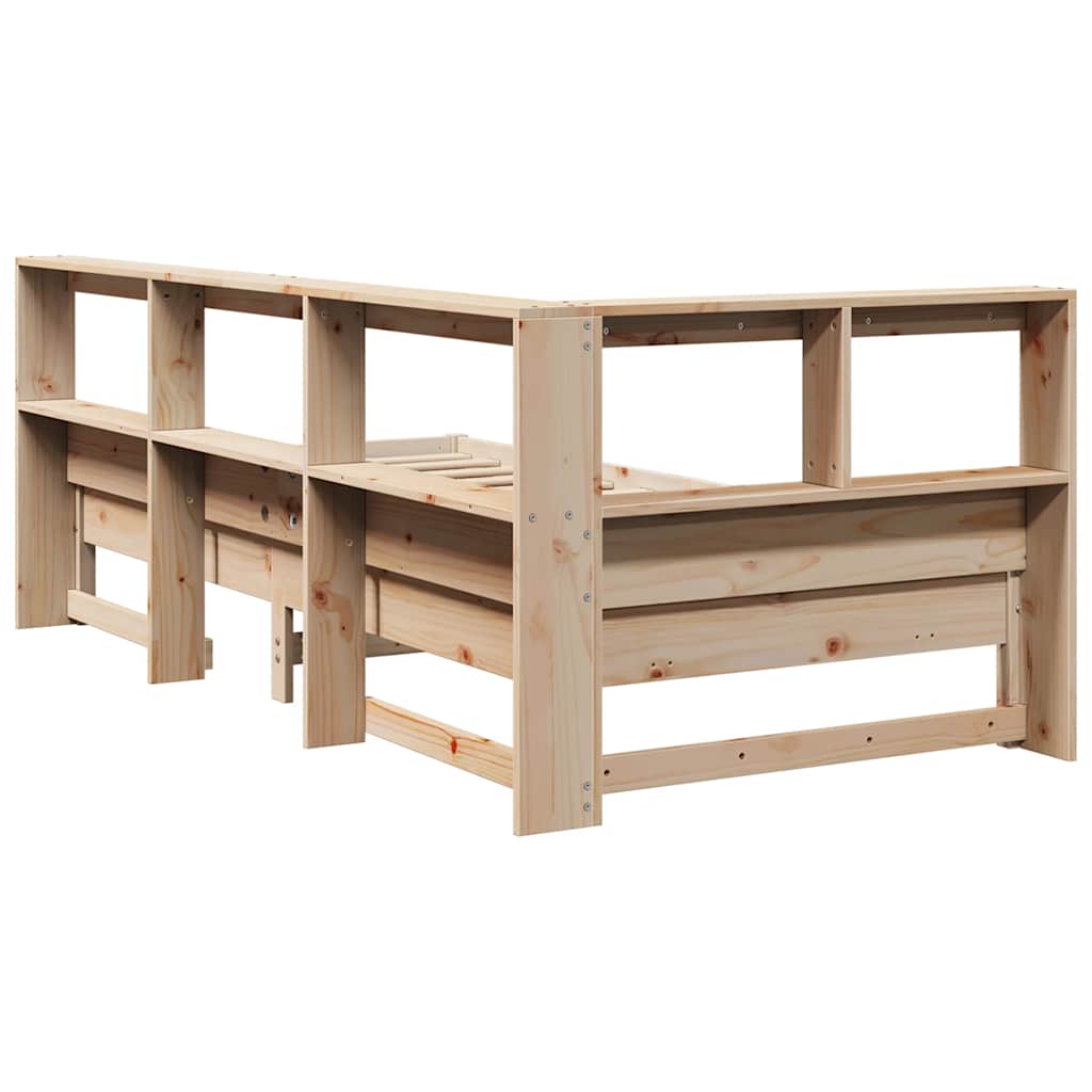 Bookcase Bed without Mattress 75x190 cm Solid Wood Pine