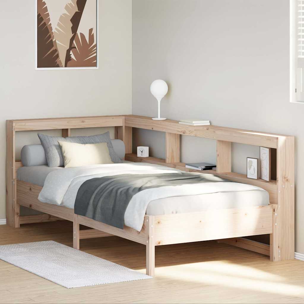Bookcase Bed without Mattress 75x190 cm Solid Wood Pine