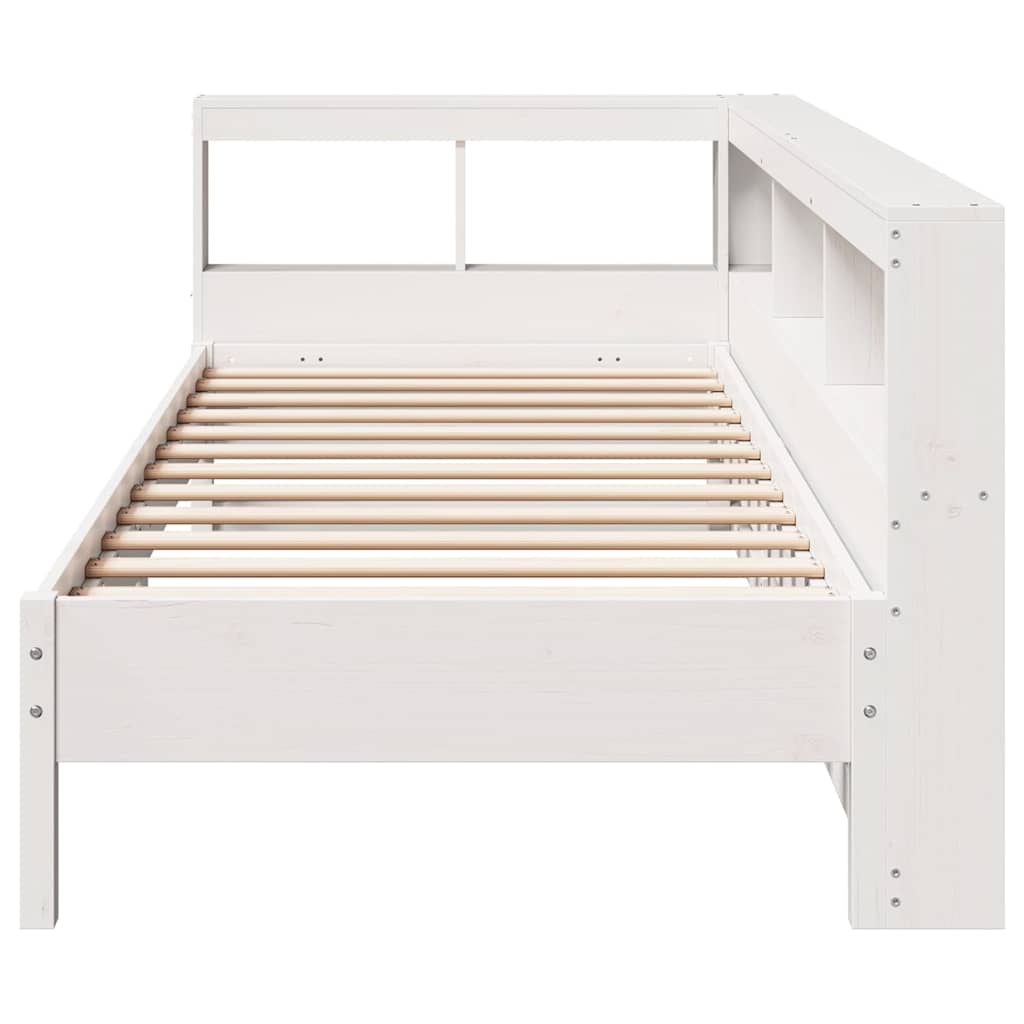 Bookcase Bed without Mattress White 75x190 cm Solid Wood Pine
