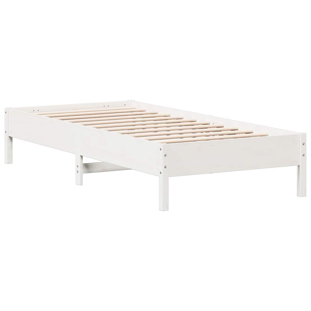 Bookcase Bed without Mattress White 75x190 cm Solid Wood Pine