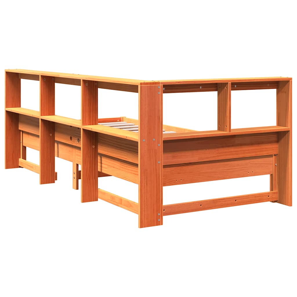 Bookcase Bed without Mattress Wax Brown 75x190 cm Solid Wood Pine