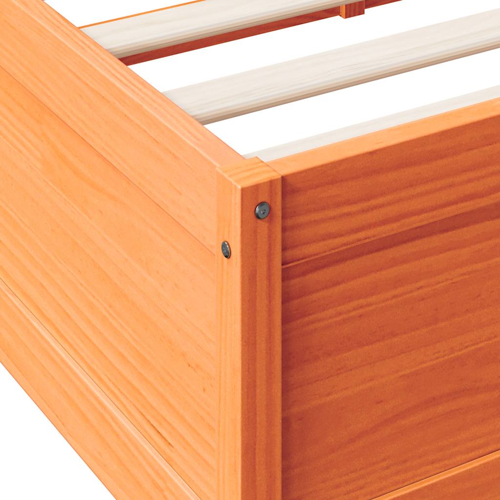 Bookcase Bed without Mattress Wax Brown 200x200cm Solid Wood Pine