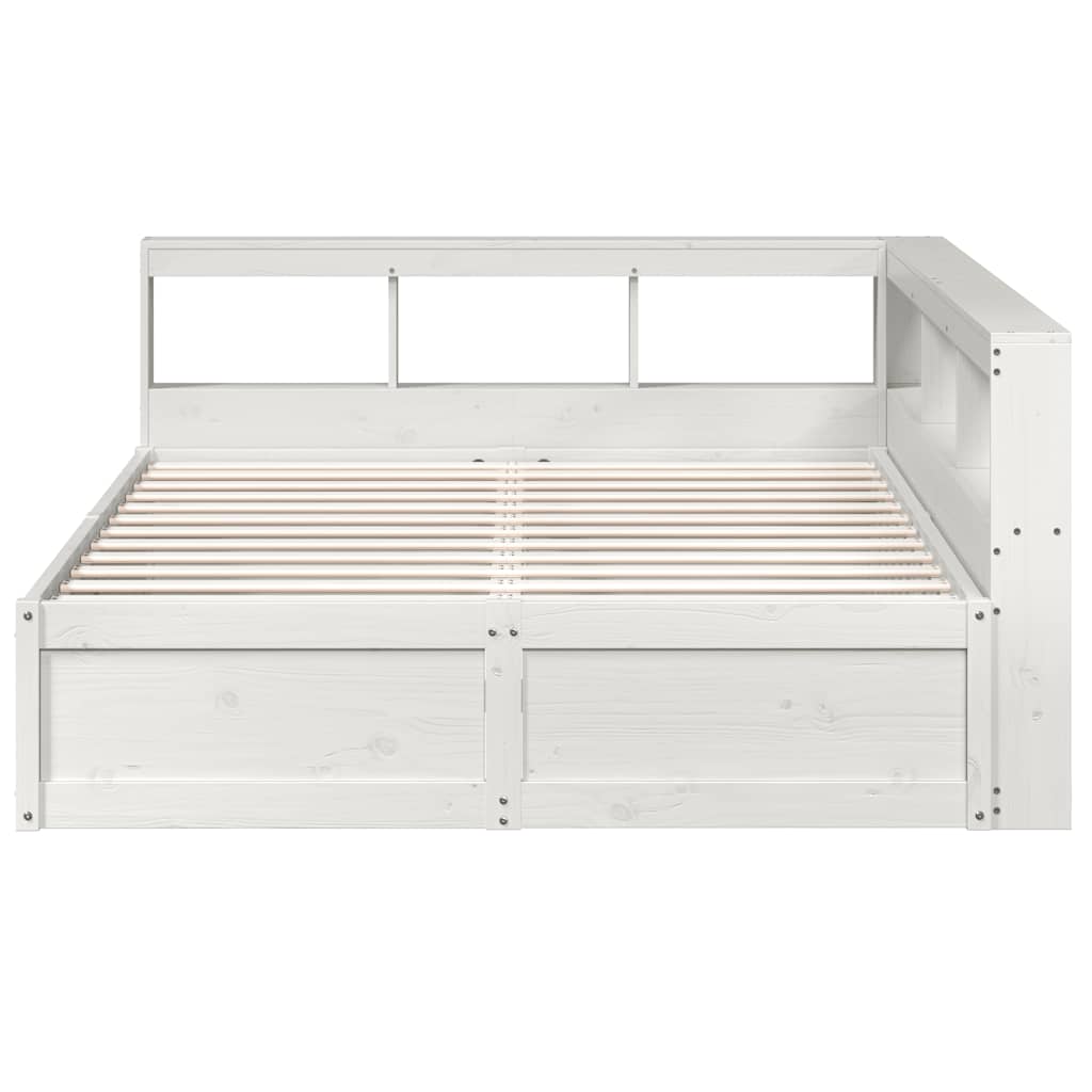 Bookcase Bed without Mattress White 150x200cm Solid Wood Pine