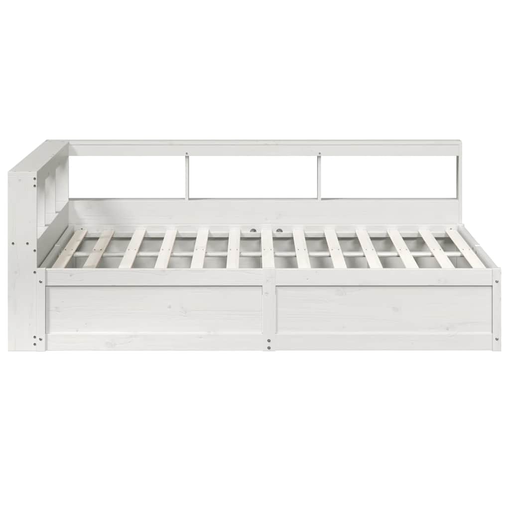 Bookcase Bed without Mattress White 150x200cm Solid Wood Pine