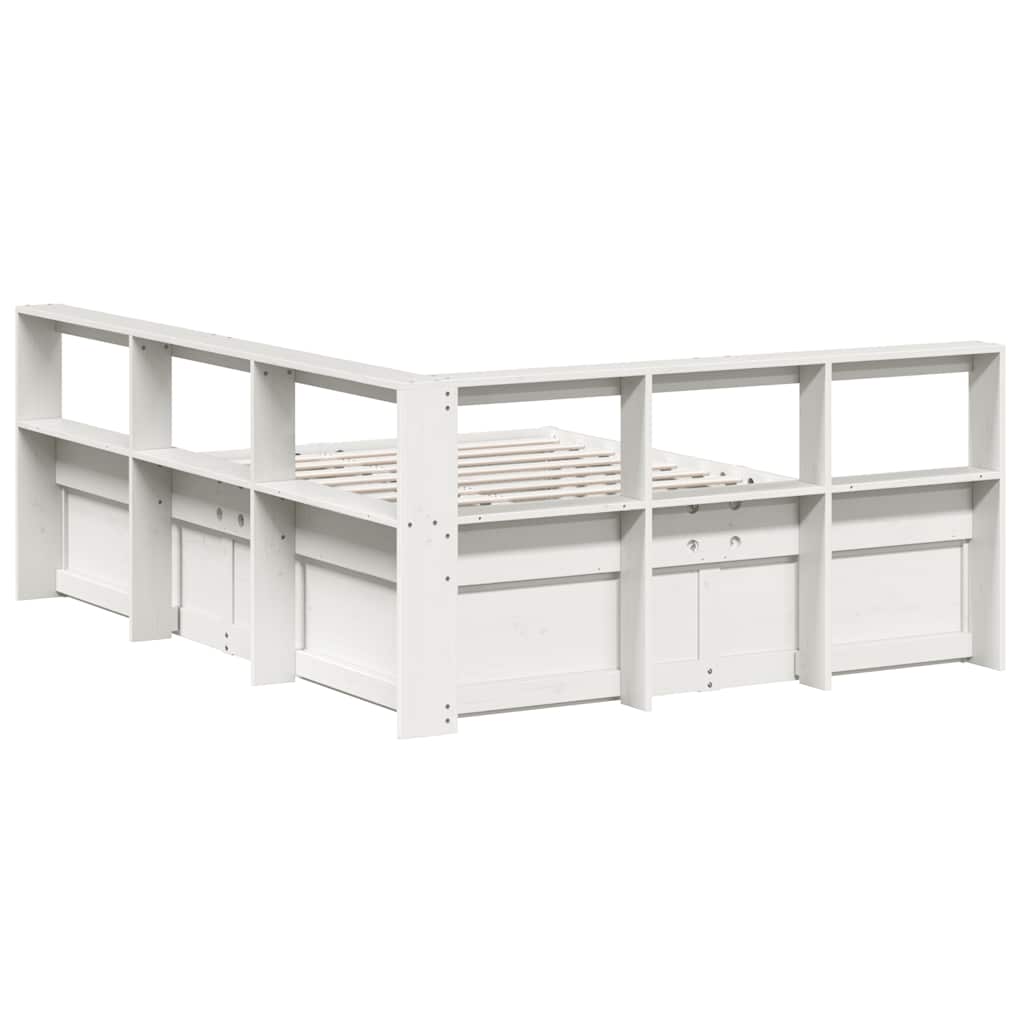 Bookcase Bed without Mattress White 150x200cm Solid Wood Pine