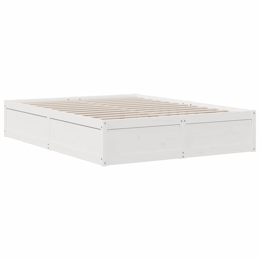 Bookcase Bed without Mattress White 150x200cm Solid Wood Pine