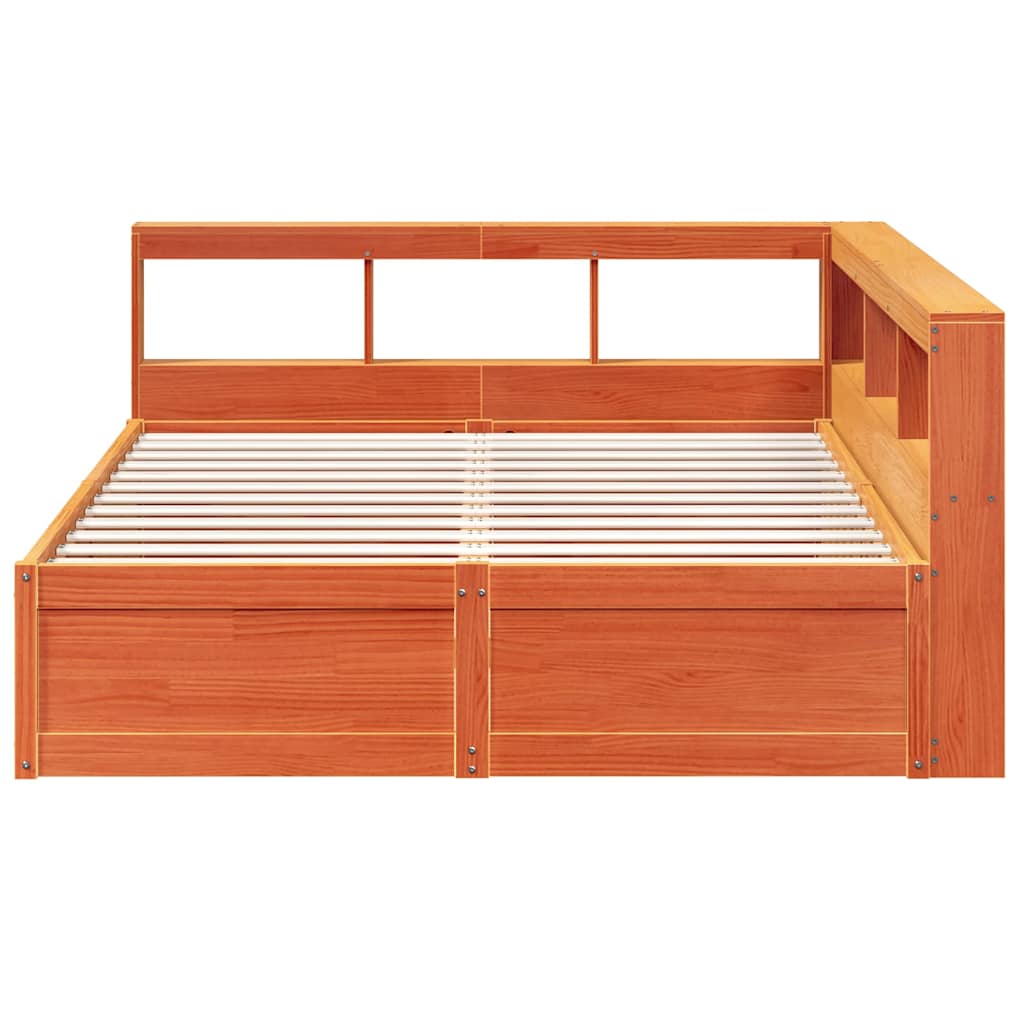 Bookcase Bed without Mattress Wax Brown 150x200cm Solid Wood Pine