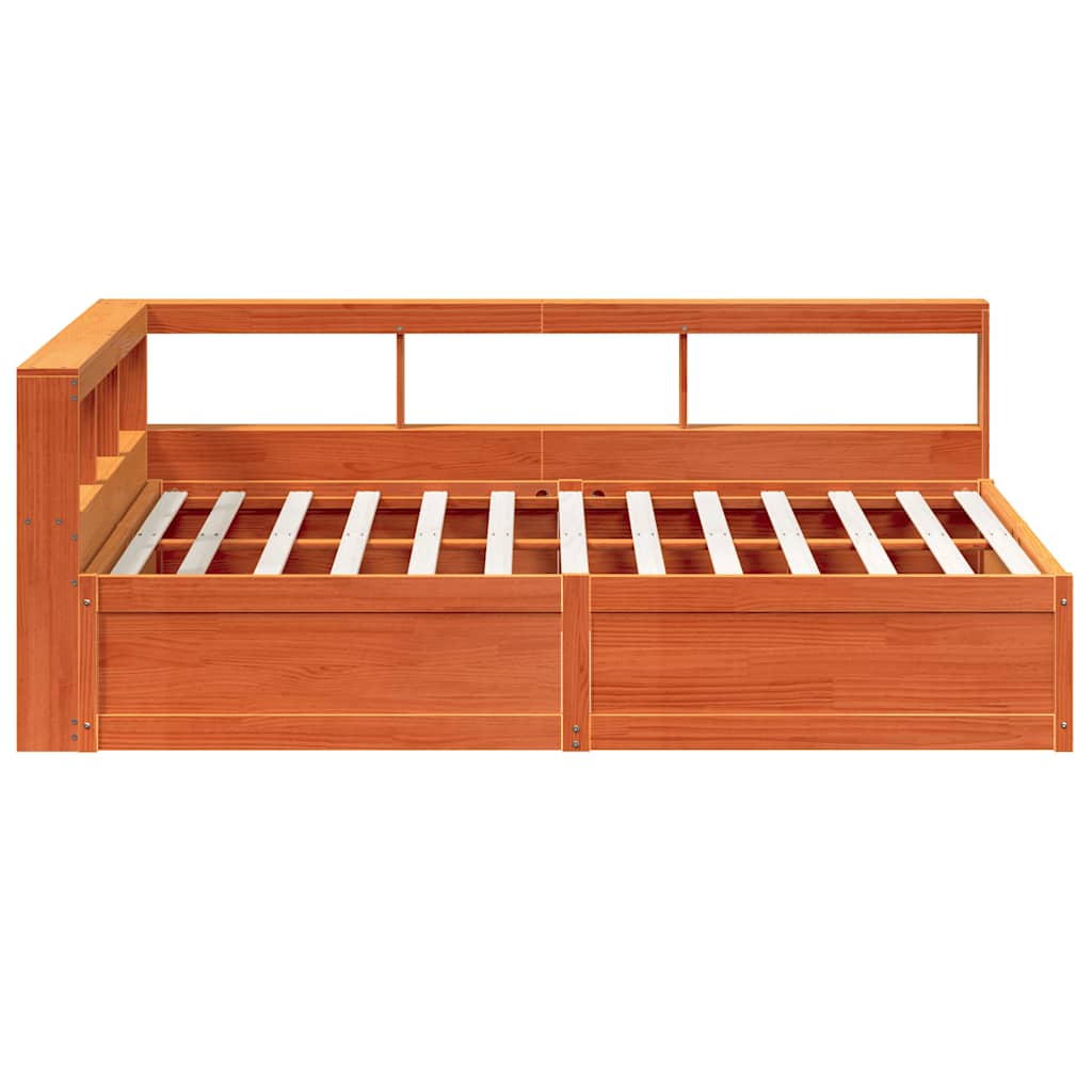 Bookcase Bed without Mattress Wax Brown 150x200cm Solid Wood Pine