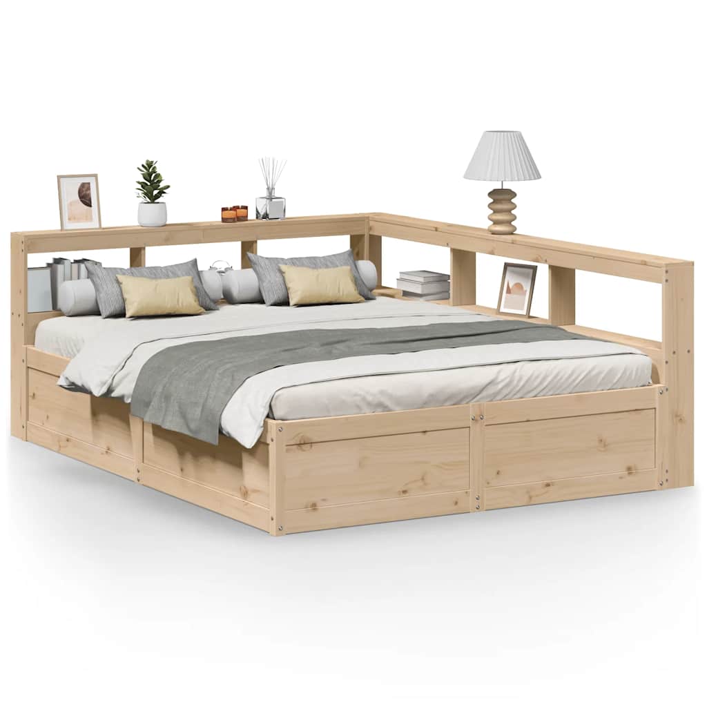 Bookcase Bed without Mattress 140x200cm Solid Wood Pine