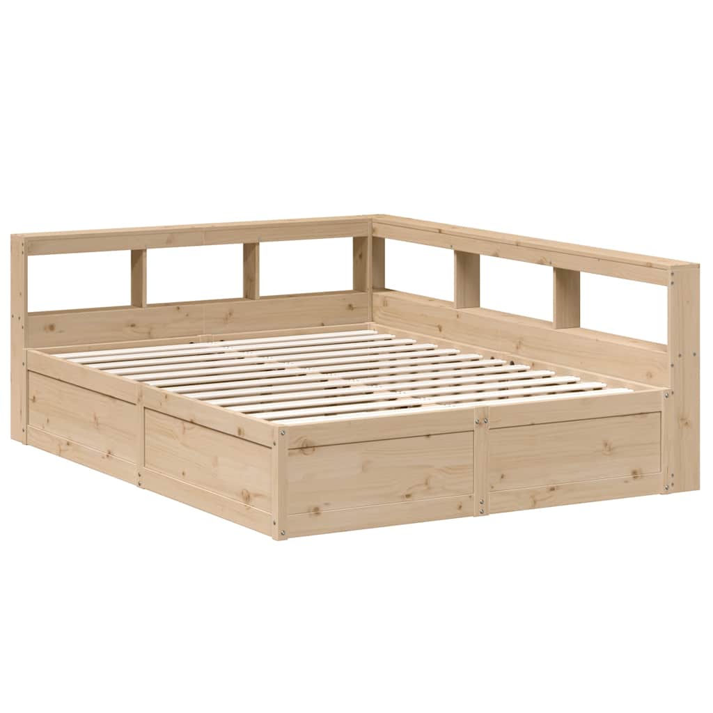 Bookcase Bed without Mattress 140x200cm Solid Wood Pine