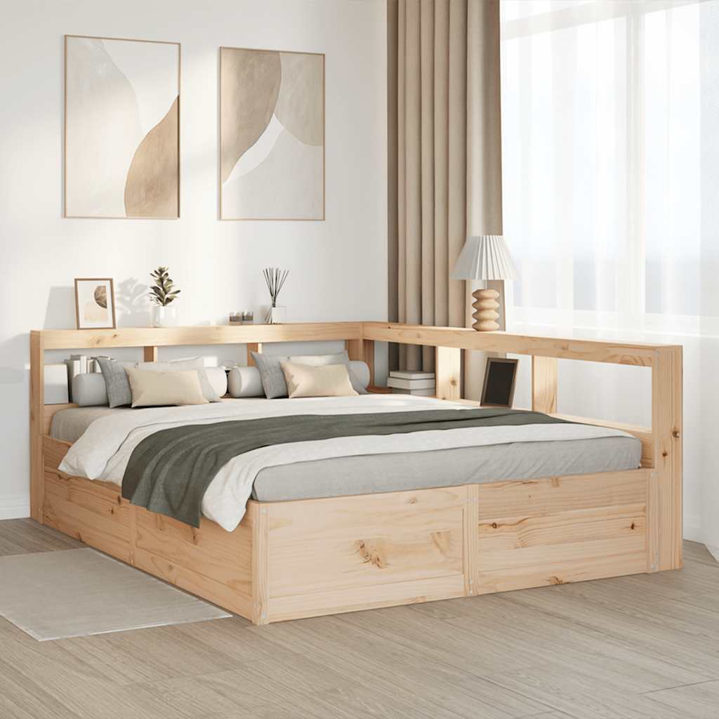 Bookcase Bed without Mattress 140x200cm Solid Wood Pine