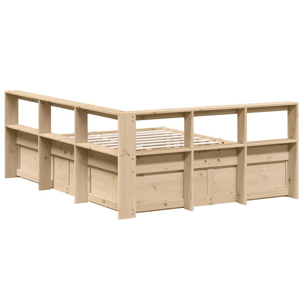 Bookcase Bed without Mattress 140x200cm Solid Wood Pine