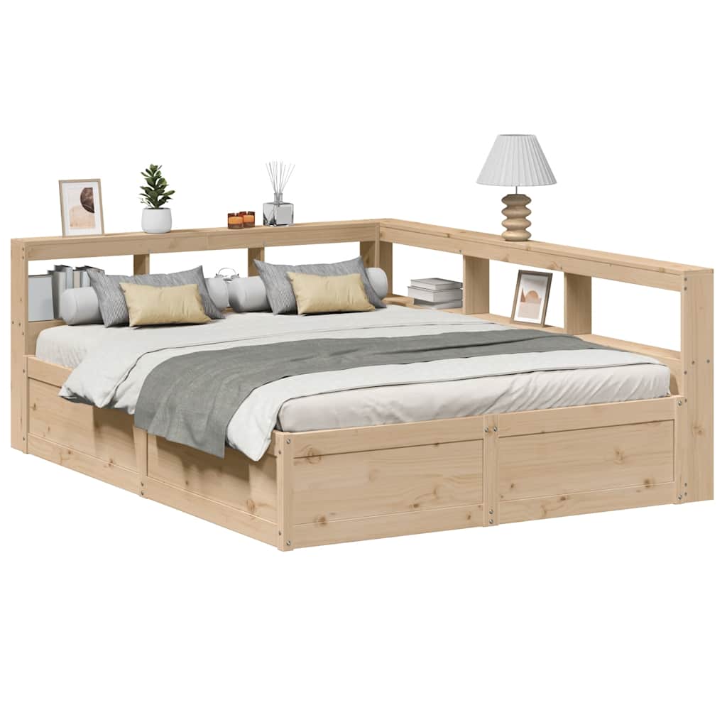 Bookcase Bed without Mattress 140x200cm Solid Wood Pine
