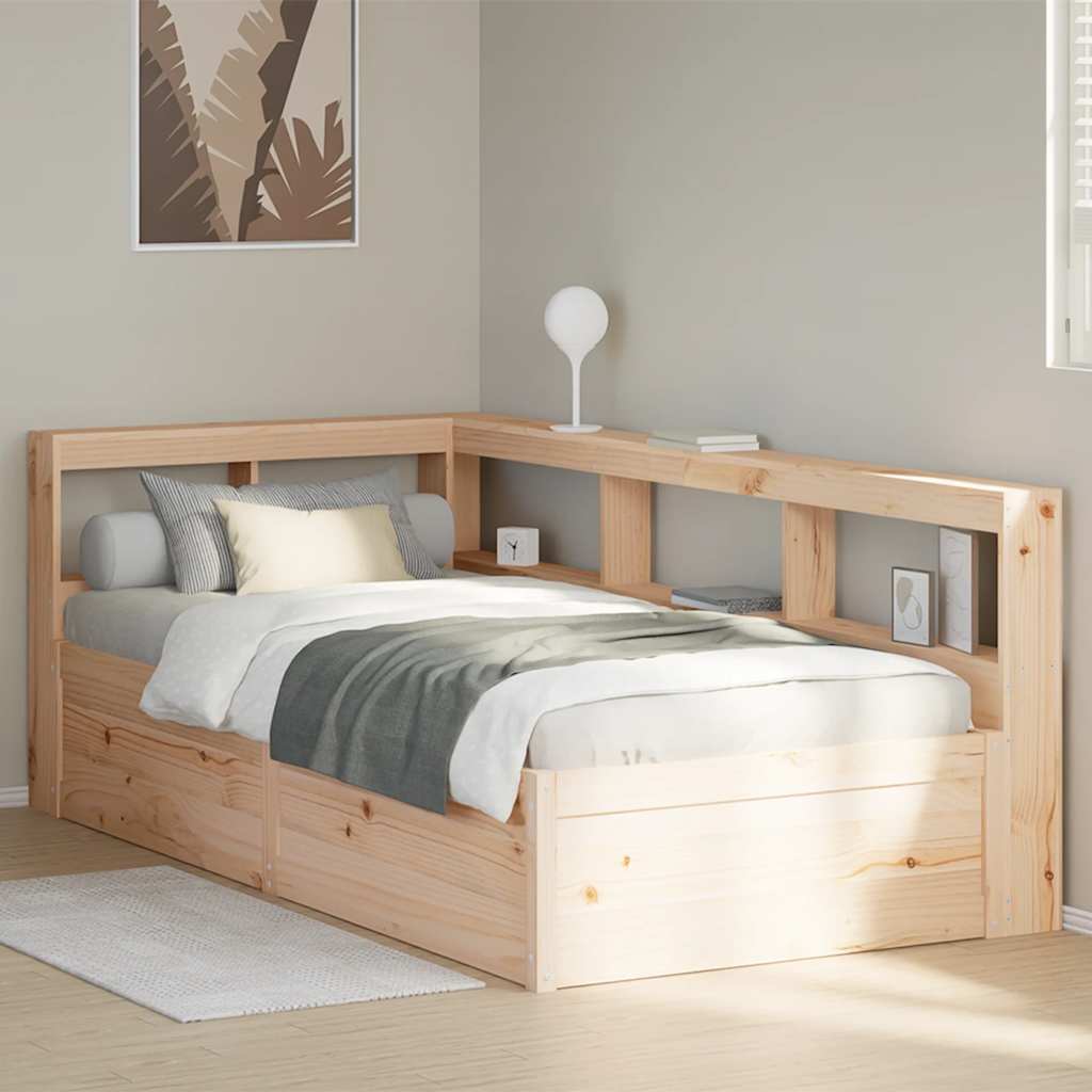 Bookcase Bed without Mattress 100x200cm Solid Wood Pine