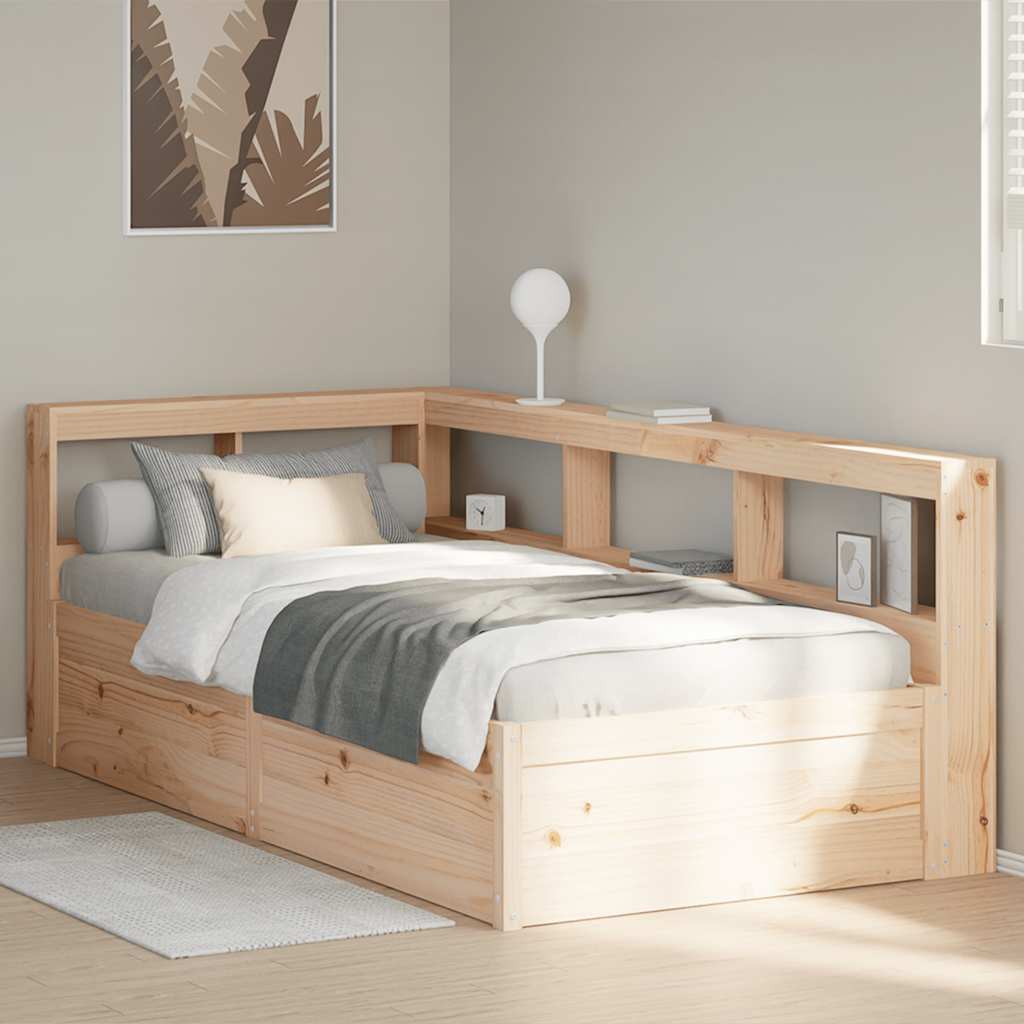 Bookcase Bed without Mattress 90x200cm Solid Wood Pine