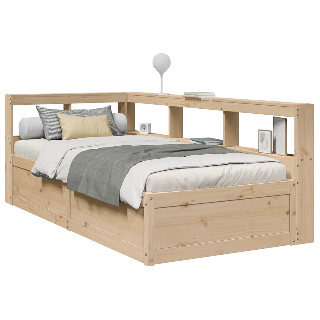 Bookcase Bed without Mattress 90x200cm Solid Wood Pine