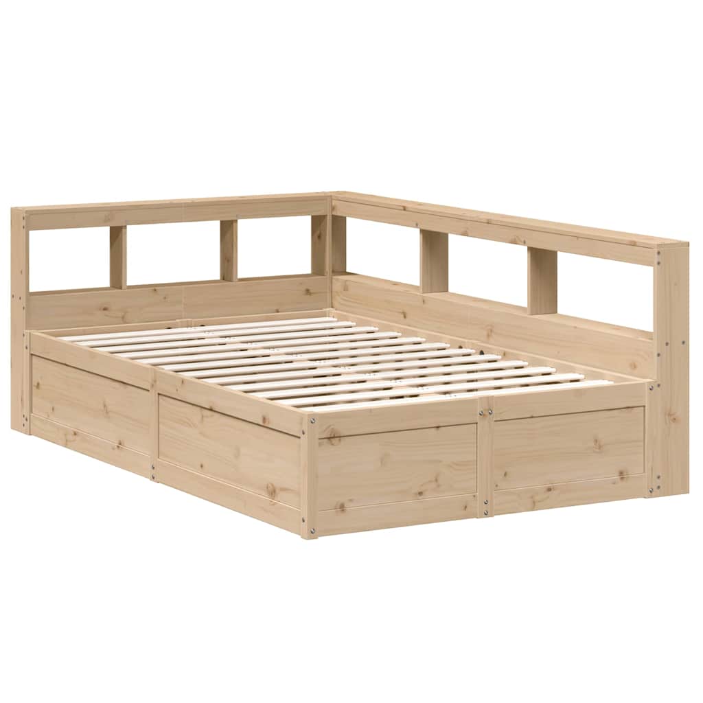 Bookcase Bed without Mattress 135x190cm Solid Wood Pine